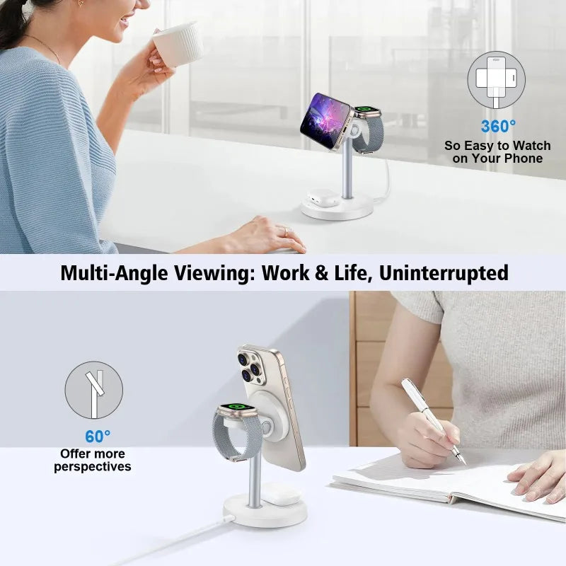 3-in-1 Magnetic Wireless Charging Station – iPhone, Apple Watch & AirPods, 15W Fast Charge