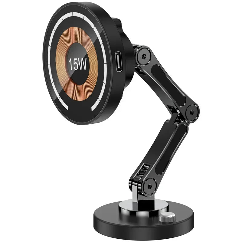 Magnetic Car Phone Mount – 15W Wireless Charging, Compatible with iPhone 12–15