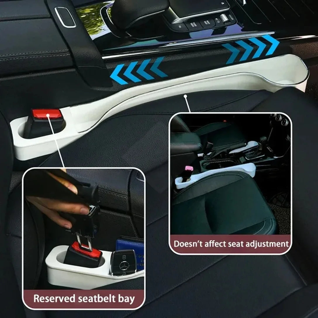 Car Seat Gap Filler Organizer 2-Pack – with Cup Holder & Phone Holder, Universal Fit