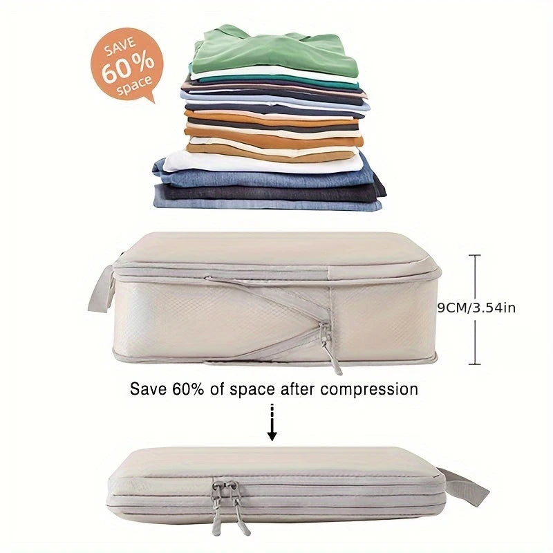 4-Piece Compression Packing Cubes Set – Waterproof Travel Luggage Organizers (S/M/L/XL)