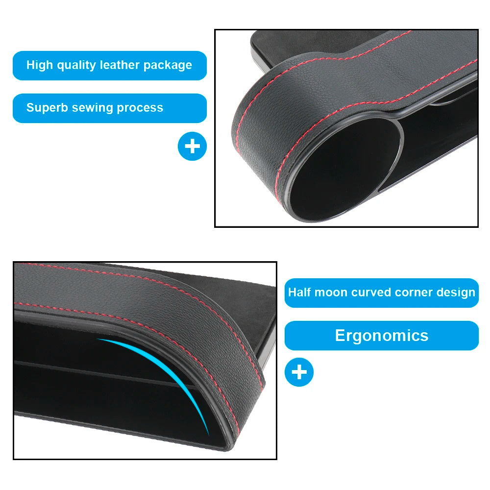 Leather Car Seat Gap Storage Box with Charging Hole