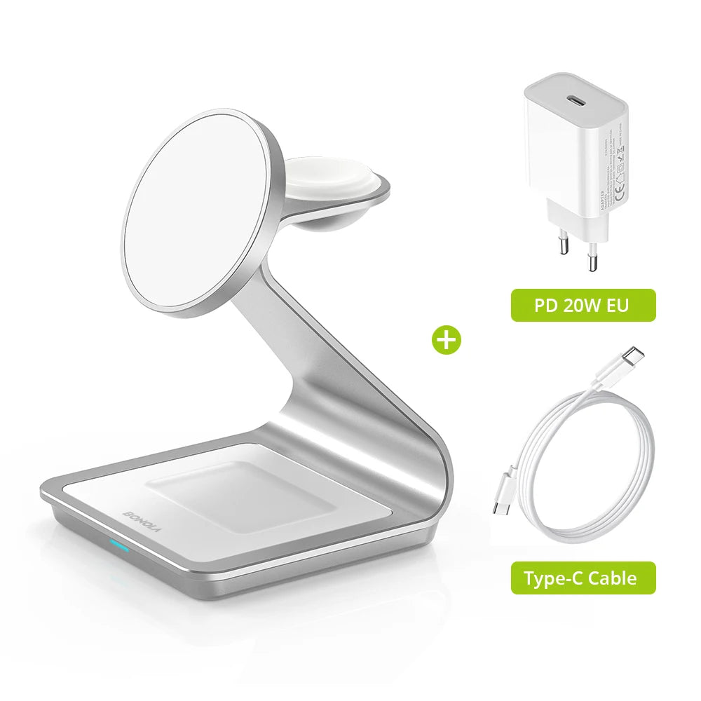 AICO Magnetic 3 in 1 Wireless Charger for iPhone 17/16/15/13/14/12 30W Wireless Charging Station for Apple Watch/AirPods Pro