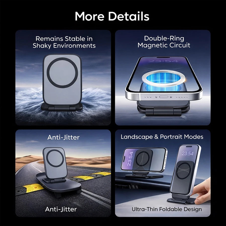 Foldable Magnetic Car Phone Mount – Adjustable Dashboard Holder