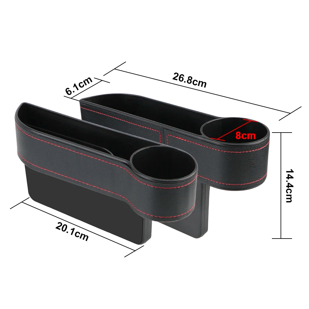 Leather Car Seat Gap Storage Box with Charging Hole