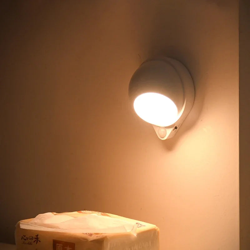 360° Motion Sensor LED Night Light – Touch Dimming, USB Rechargeable