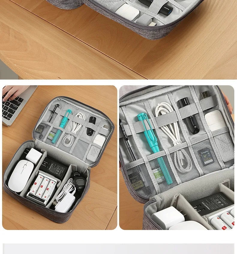 Large Capacity Multifunctional Electronic Organizer Travel Bag for Power Bank & Cables