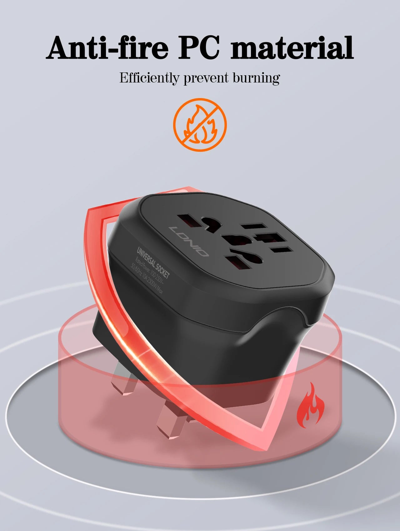 LDNIO Universal Travel Adapter EU/KR to UK/US/AU Plug Converter