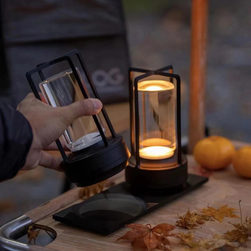 Industrial Cordless Table Lamp – RGB & 3-Color LED, Metal, Indoor & Outdoor