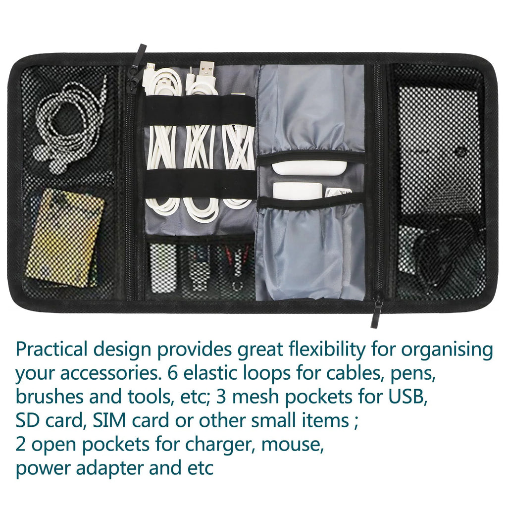 Portable Electronic Organizer Travel Bag for Cables, Power Bank & Accessories