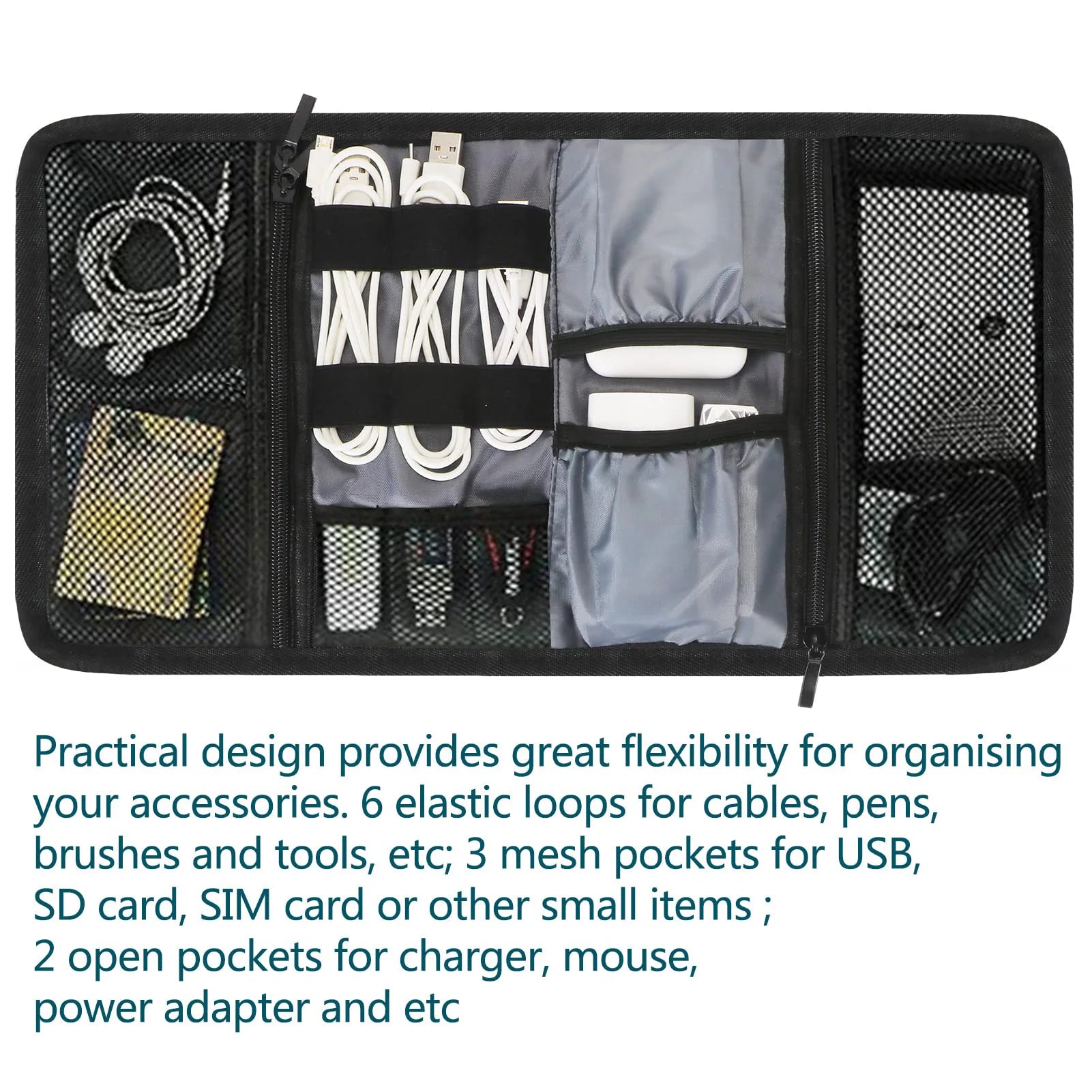 Portable Electronic Organizer Travel Bag for Cables, Power Bank & Accessories