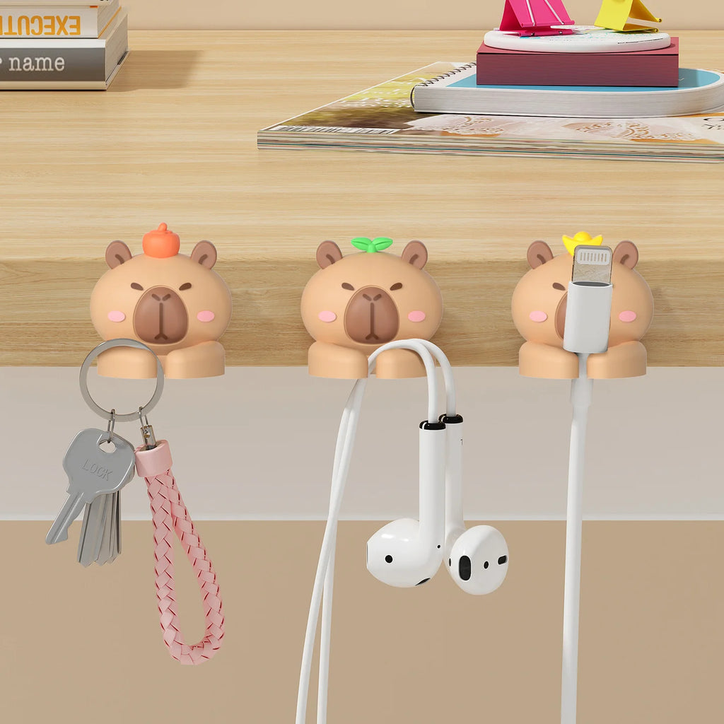 Cute Self-Adhesive Desktop Cable Winder Clips & Cord Holder