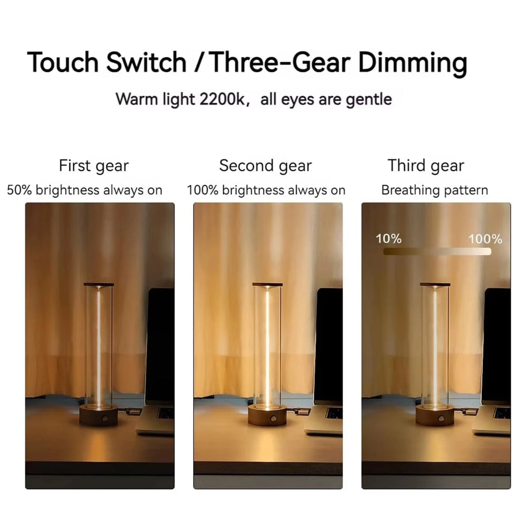Cordless LED Table Lamp with Magnetic Adjustable Filament – 3-Mode Dimming