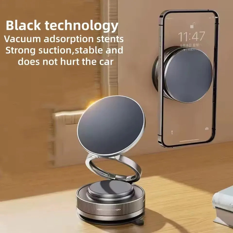 360° Magnetic Car Phone Holder – Foldable Suction Cup Mount for Dashboard & Mirror