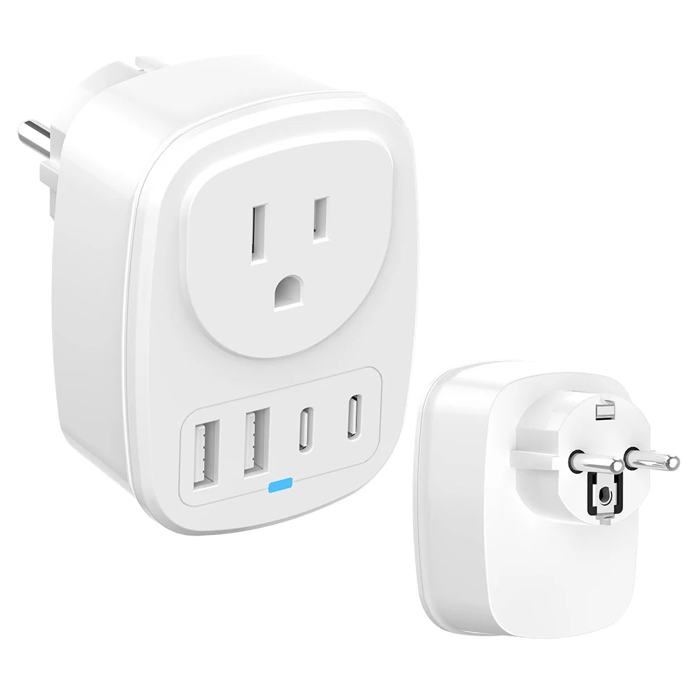 All-in-One Travel Adapter EU/UK/US/AU with 2 USB + 2 Type-C Ports