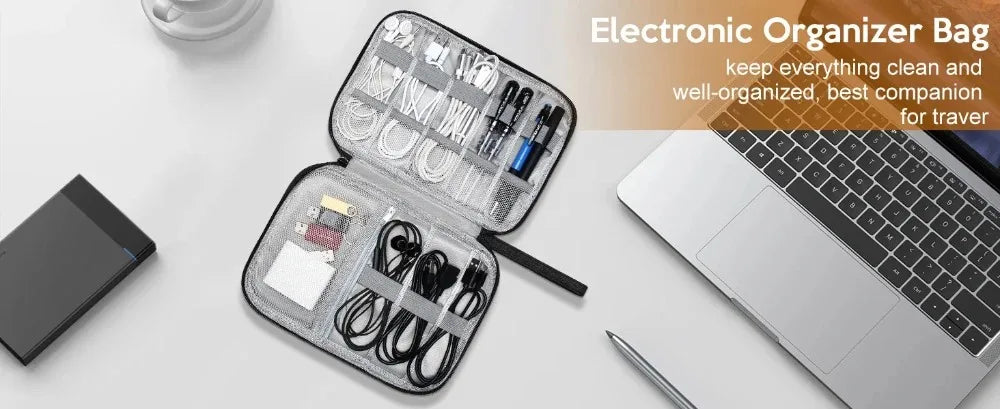 Waterproof Portable Electronic Accessory Organizer Bag for Cables & Chargers