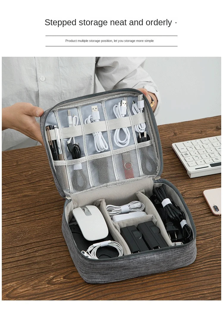 Waterproof Oxford Cable Storage Bag – Portable USB & Charger Travel Organizer
