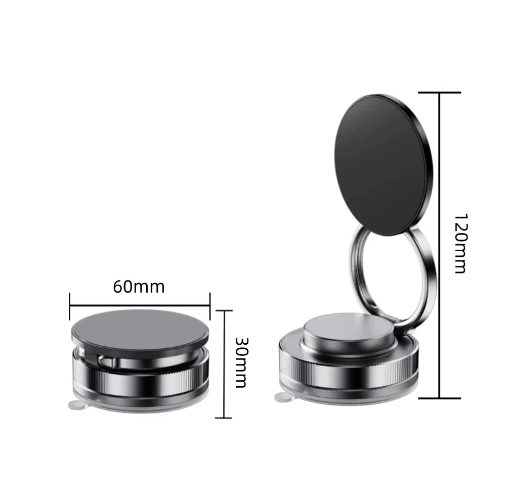 360° Magnetic Car Phone Holder – Foldable Suction Cup Mount for Dashboard & Mirror