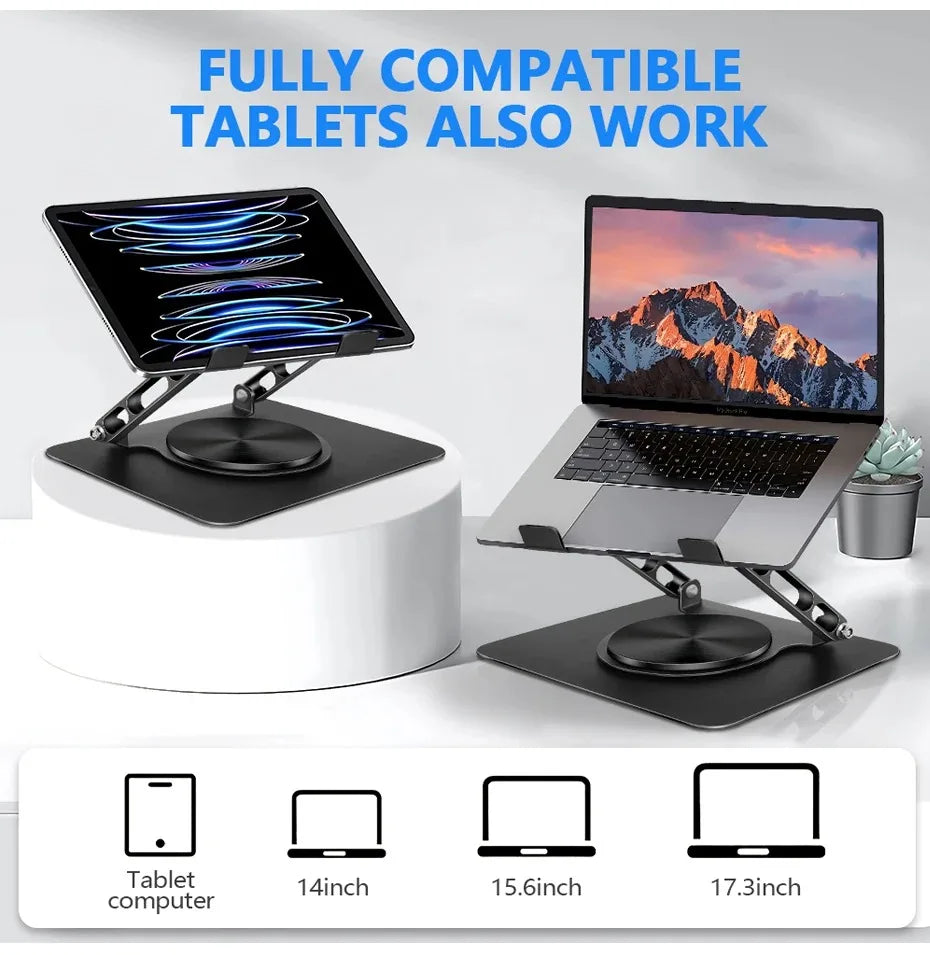 Foldable Laptop Stand – 360° Rotating Base, Adjustable & Ergonomic