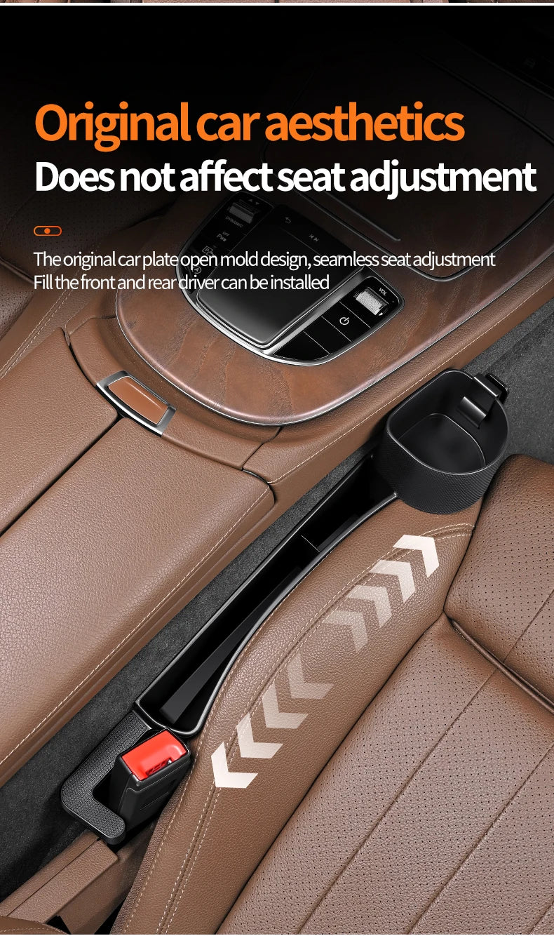 Car Seat Gap Filler Organizer | Cup Holder & Hook | TPE | 2-Pack