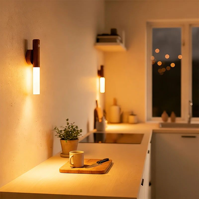 Magnetic Motion Sensor LED Wall Night Light – USB Rechargeable, Indoor