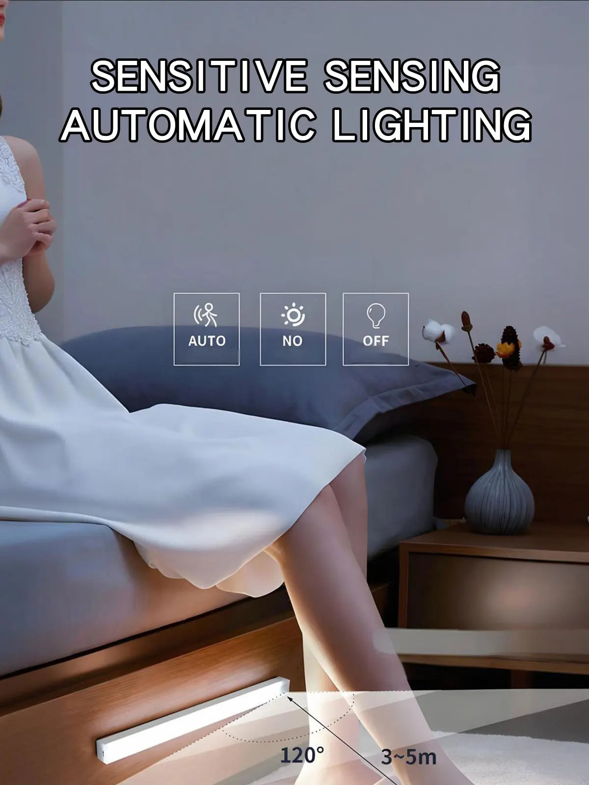 USB Rechargeable Motion Sensor LED Night Light – Dimmable, Wireless