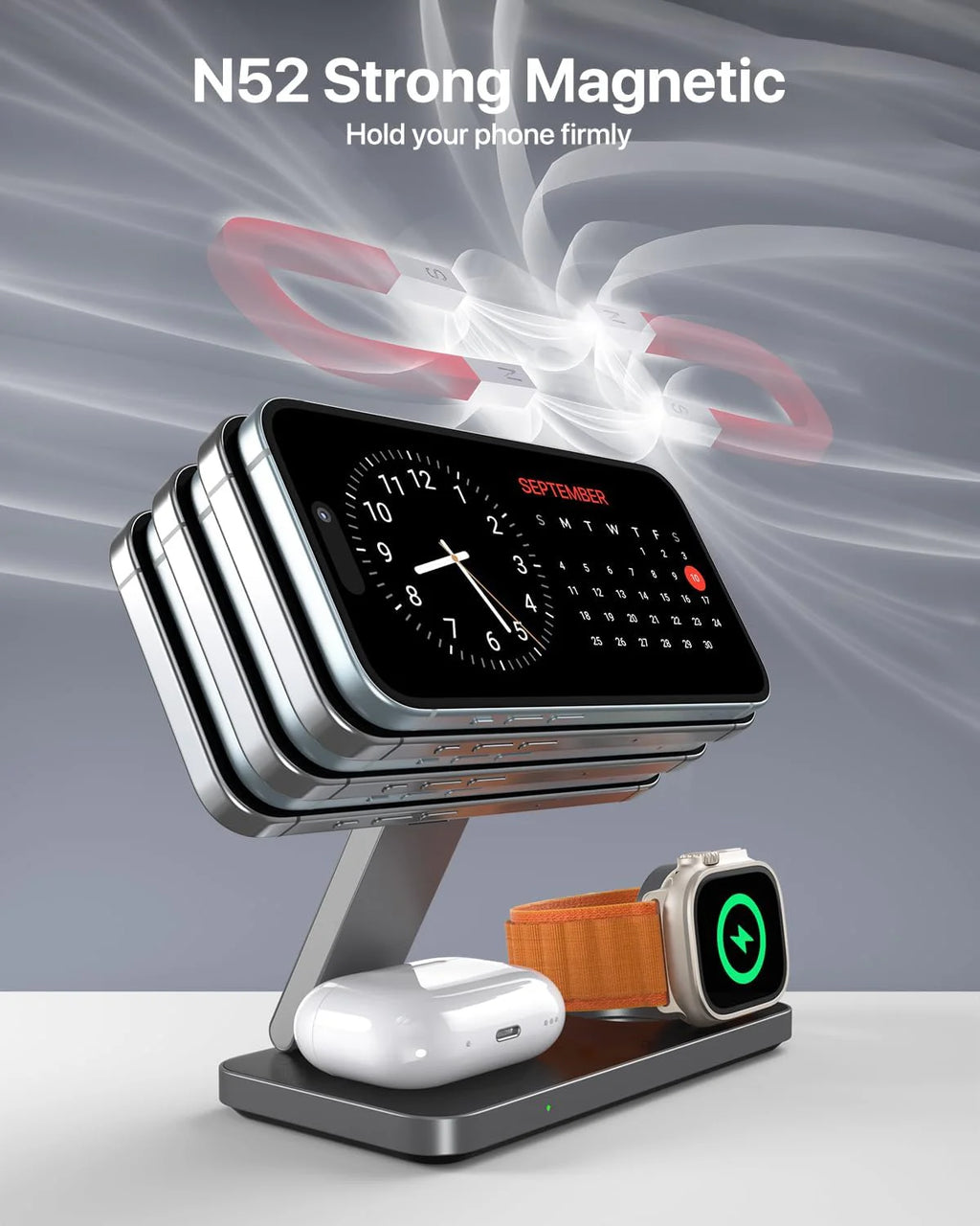 Foldable 3-in-1 Magnetic Wireless Charging Station