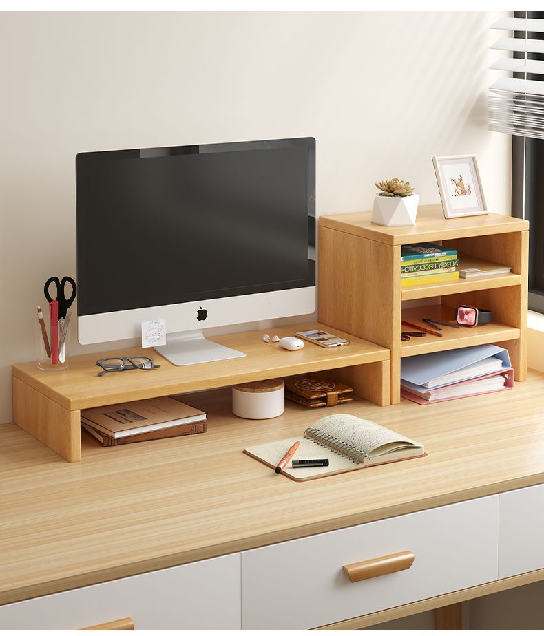 Ergonomic Monitor Riser Stand with Keyboard Storage & Desk Organizer