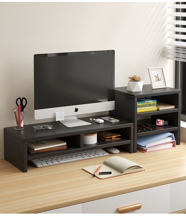 Ergonomic Monitor Riser Stand with Keyboard Storage & Desk Organizer